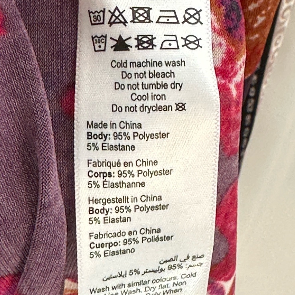 Avenue Long Sleeve Round Neck Berry Floral Print Tunic - Red Purple  - size 22 - Picture 6 of 7
